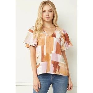 Entro Flutter Sleeve V-Neck Blouse